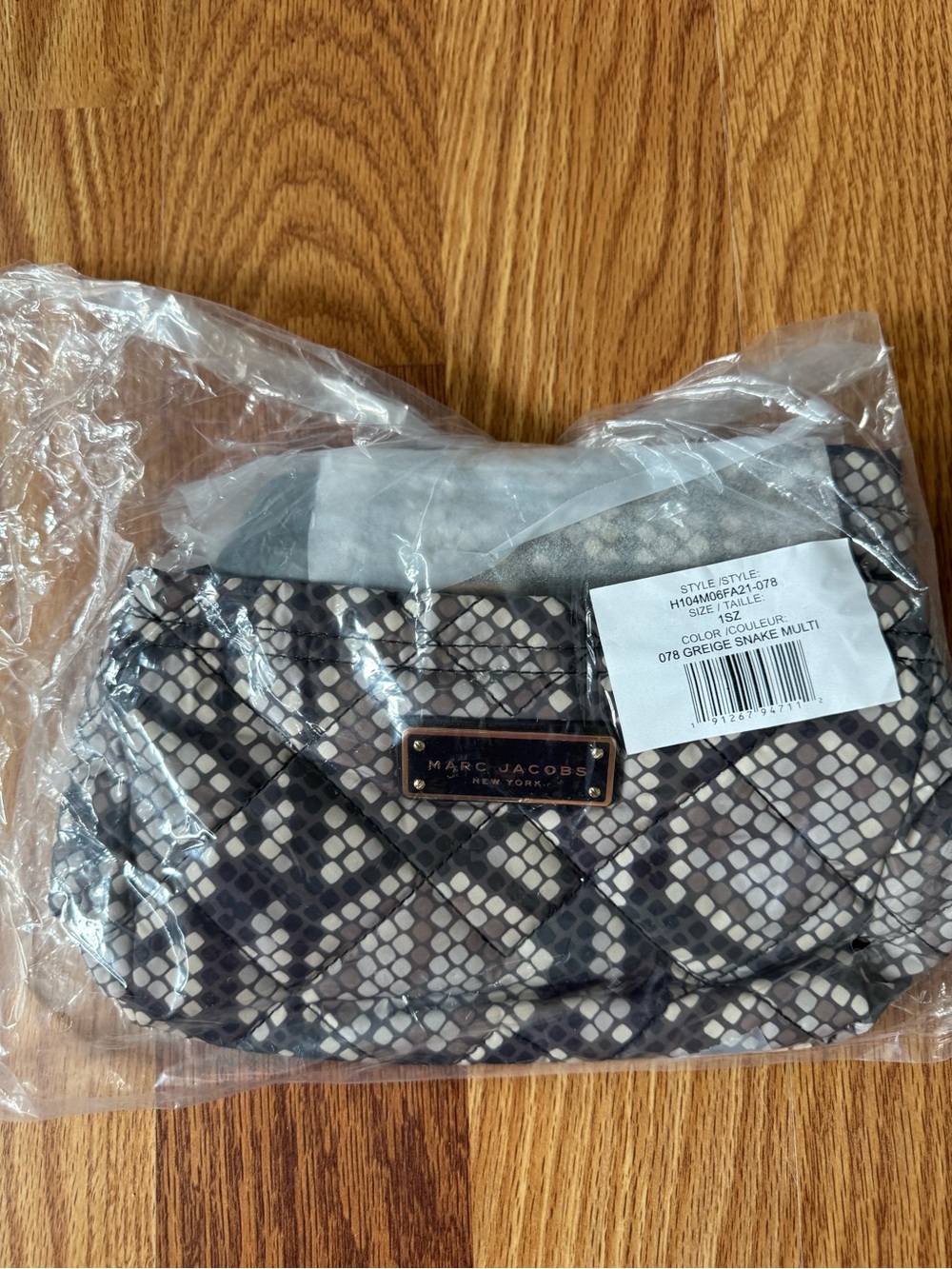 Marc Jacobs Quilted Crossbody in Gray and Cream Snake-Print